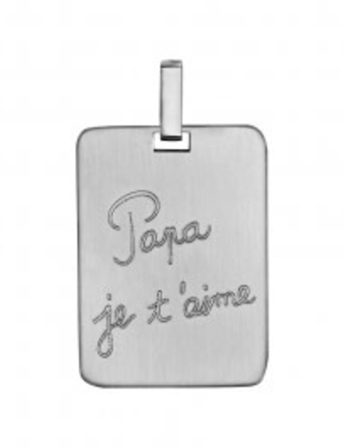 Thabora Pendentif plaque Acier "Papa je t'aime"