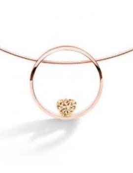 FJF Jewellery Collier FJF Cercle Argent Rose Doré 18K et Cœur Swarovski Champagne