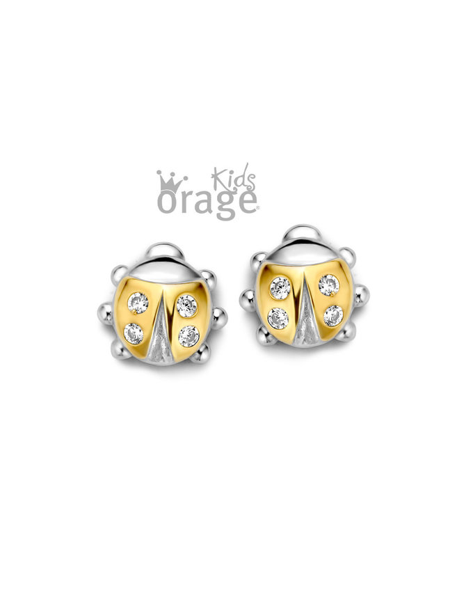 Orage Kids Boucles d'Oreilles Argent Coccinelles jaunes