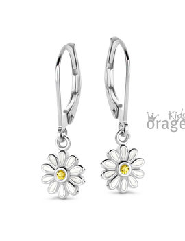 Orage Kids Boucles d'Oreilles Pendantes Argent Fleur Blanc