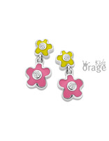 Orage Kids Boucles d'Oreilles Argent Fleurs Jaunes Rose