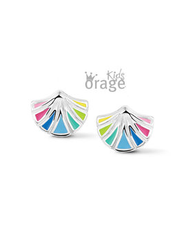 Orage Kids Boucles d'Oreilles Argent Coquillage Arc-en-ciel