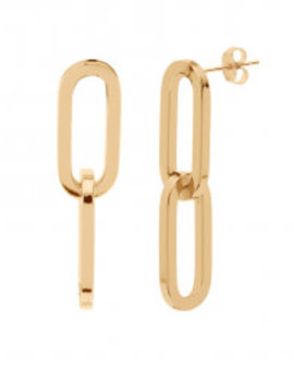 Thabora Boucles d'Oreilles Acier Doré Mailles Rectangulaires