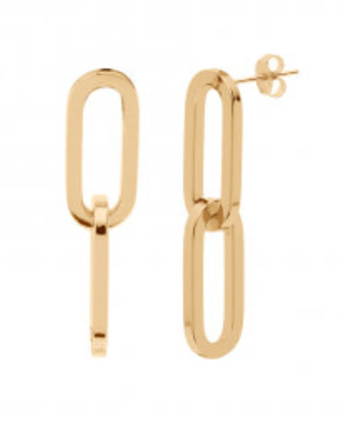 Thabora Boucles d'Oreilles Acier Doré Mailles Rectangulaires
