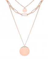 Thabora Collier Acier Rose 3 rangs avec pendentifs ronds 38+5cm