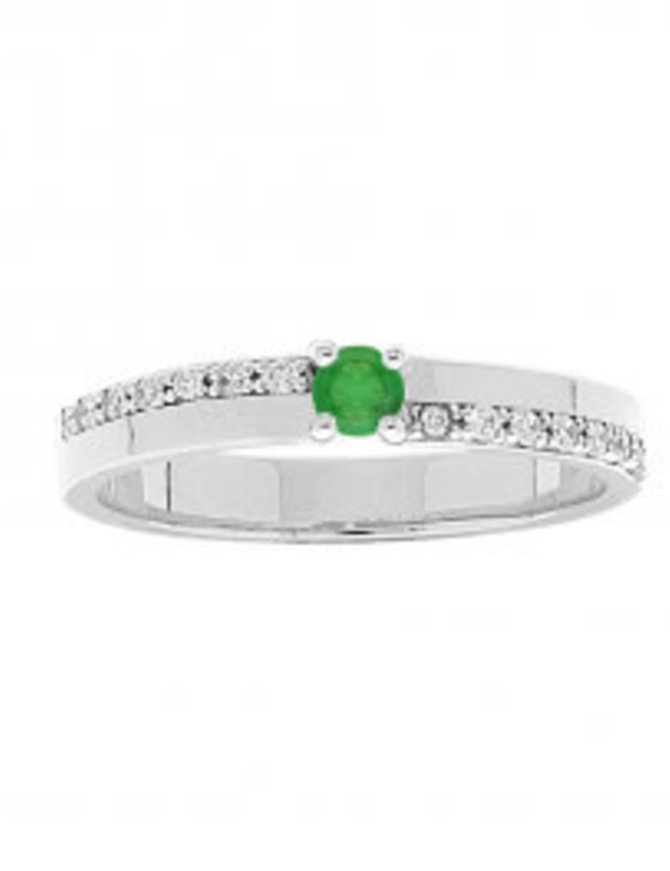 Thabora Bague Argent avec Emeraude Véritable T54