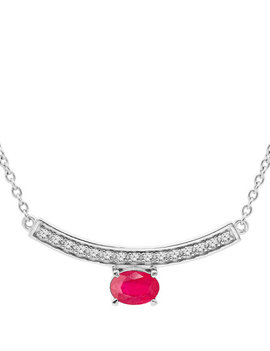 Thabora Collier Argent avec Rubis Véritable 42+3cm