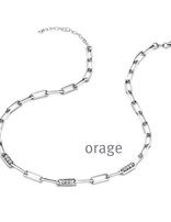 Orage Collier Argent Mailles Rectangulaires et Zirconiums