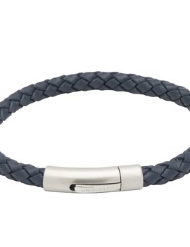 Unique Bracelet Bleu Tressé Cuir 21 cm