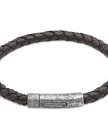 Unique Bracelet  Noir Cuir Tressé 21 cm Unique