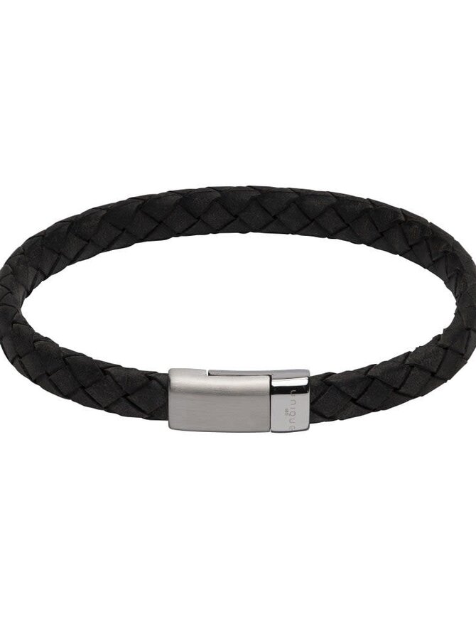Unique Bracelet Brun Foncé Cuir Tressé 21 cm Unique