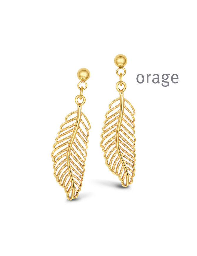 Orage Boucles d'Oreilles Pendantes Plume Jaune Acier Orage