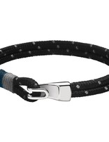 Lotus Style Bracelet pour Homme en Nylon noir et gris avec fermoir crochet acier