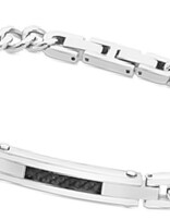 Lotus Style Bracelet Lotus en acier avec maillons et partie centrale en fibre de carbone noire.