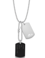 Lotus Style Chaine + pendentif Acier et Noir Style Militaire (Possibilité de Gravure)