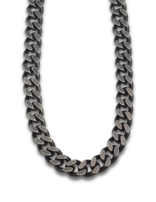 Lotus Style Collier Grosses Mailles Acier Noir Lg 60cm