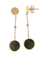 Beheyt Boucles d'Oreilles Pendantes Or Jaune 18 Carats  et Nacre Grise