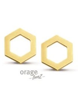 Orage Teenz Boucles d'Oreilles Acier Doré Hexagone