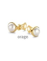 Orage Boucles d'Oreilles Clips Perle 10 mm jaune