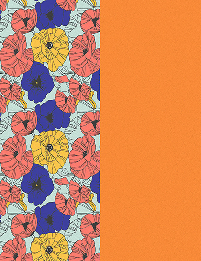 Les Georgette Cuir 25 mm Fleurs multicolors/Abricot