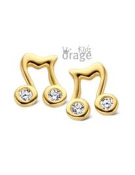 Orage Teens Boucles d'Oreilles Argent Plaqué Or Note de Musique