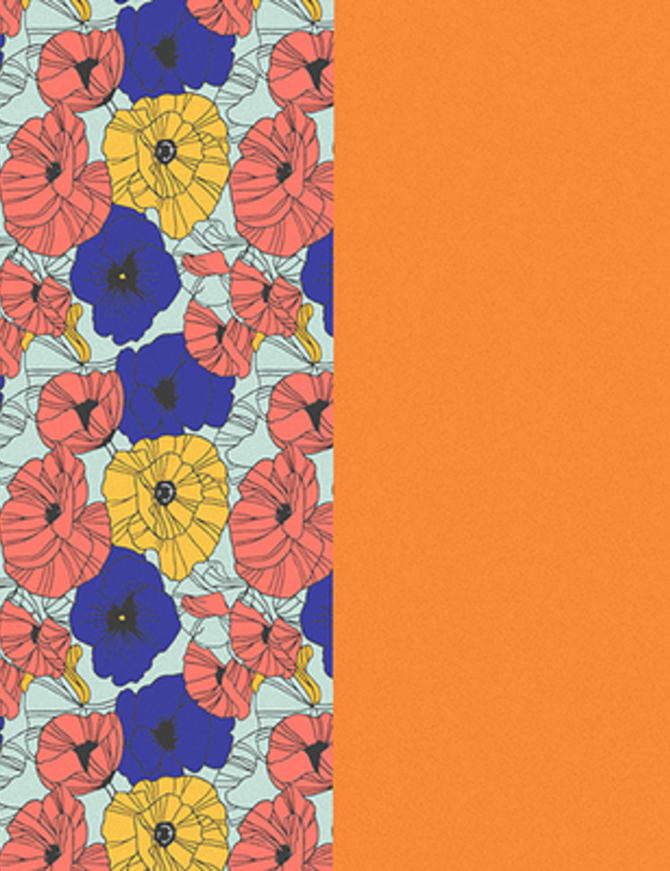 Les Georgette Cuir 14 mm Fleurs mutlicouleurs/Abricot