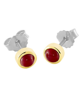 Ti Sento Boucles d'Oreilles Argent et Plaqué Or avec Pierre Rouge Ti Sento