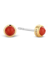 Ti Sento Boucles d'Oreilles Argent et Plaqué Or avec Pierre Rouge Ti Sento