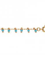 Thabora Bracelet Cheville Plaqué Or Boules Turquoise 25 cm