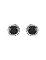Thabora Boucles d'Oreilles Argent et Oxydes Noires 4mm Sertis Clos