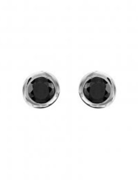 Thabora Boucles d'Oreilles Argent et Oxydes Noires 4mm Sertis Clos