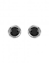 Thabora Boucles d'Oreilles Argent et Oxydes Noires 4mm Sertis Clos