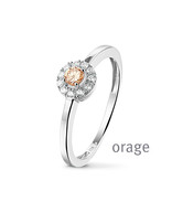 Orage Bague Argent et Zirconiums Dorés et Blancs T52