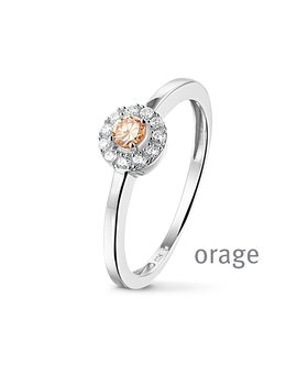 Orage Bague Argent et Zirconiums Dorés et Blancs T52