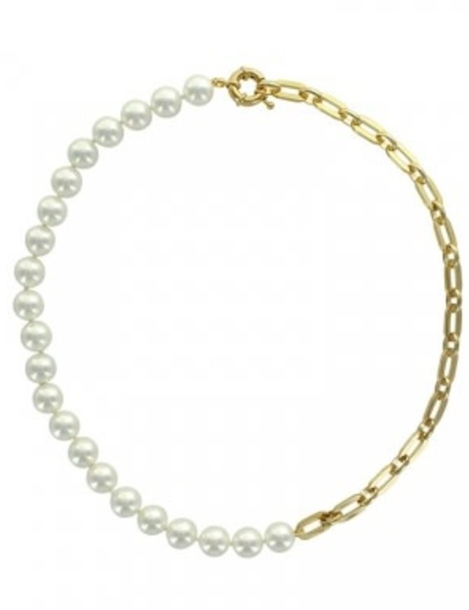 Collier Laiton Doré 45cm et Perles de Majorques