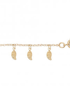 Thabora Bracelet Cheville Plaqué Or Feuilles 23 cm