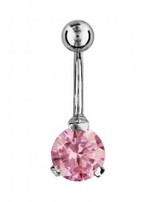 Thabora Percing Nombril Argent Pierre Rose