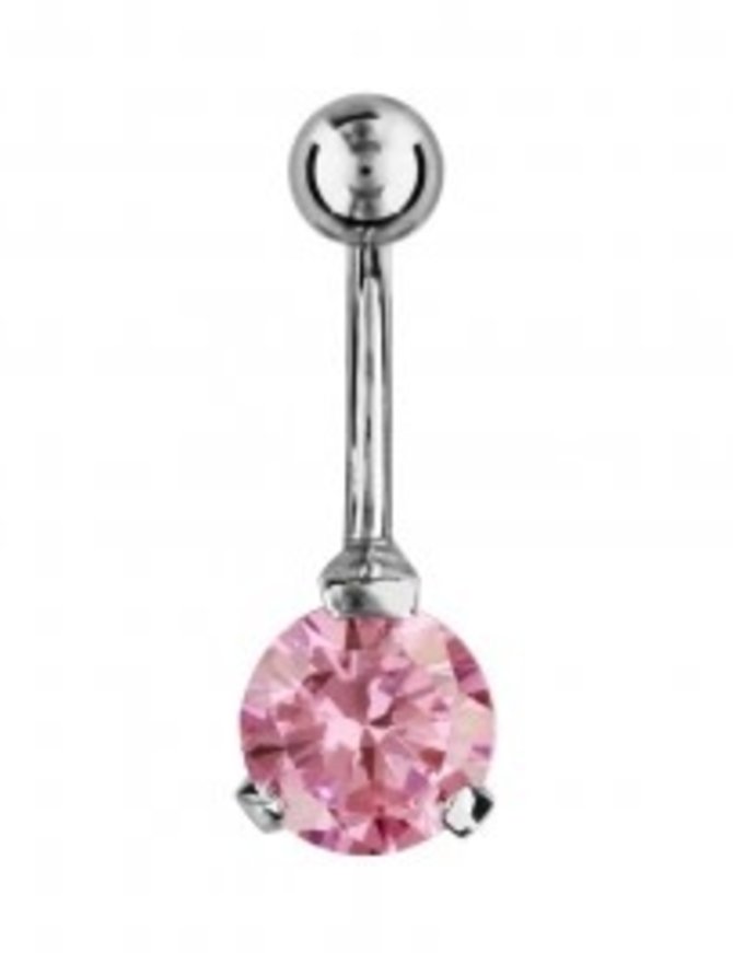 Thabora Percing Nombril Argent Pierre Rose