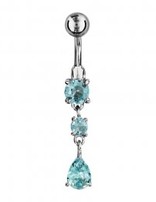 Thabora Percing Nombril Argent Pierre Bleu