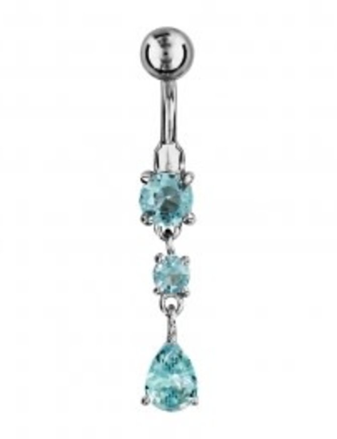 Thabora Percing Nombril Argent Pierre Bleu