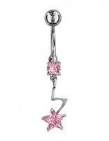 Thabora Percing Nombril Argent Pierre Rose
