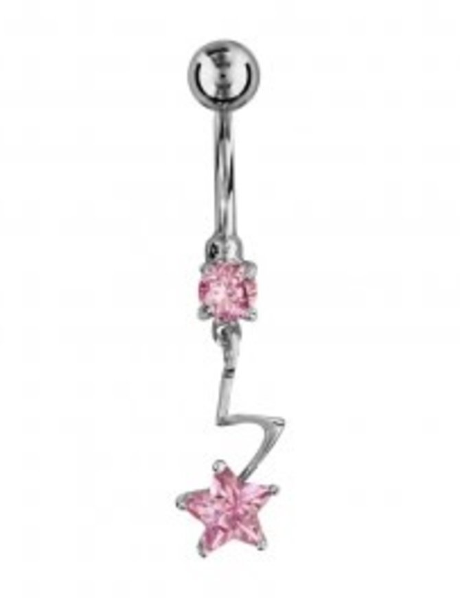 Thabora Percing Nombril Argent Pierre Rose