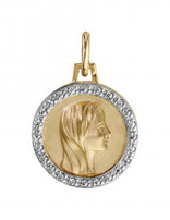 Thabora Pendentif Plaqué Or 16mm Vierge Marie et Zirconiums