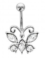 Thabora Percing Nombril Argent et Oxyde Blanc Papillon