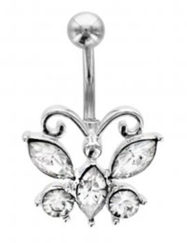 Thabora Percing Nombril Argent et Oxyde Blanc Papillon