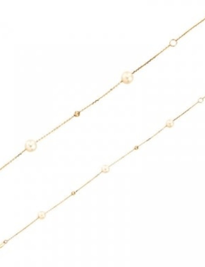 Bracelet Or 18K Perles de Culture Eau Douce et Perles Or Diamantées 17+2 cm