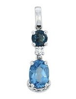 J&A  1970 Pendentif Or Blanc 18K Topaze Bleu 7DIA 0.6H