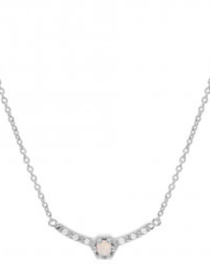 Thabora Collier Argent Véritable Opale et Oxydes Blancs 42+3cm