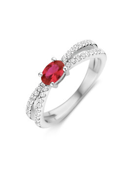 Naiomy Moments Bague Argent - Pierre Rouge et Zircons T54