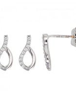 Boucles d'Oreilles Or Blanc 9K et Zirconiums